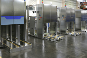 stainless steel clearliner handling systems in a row